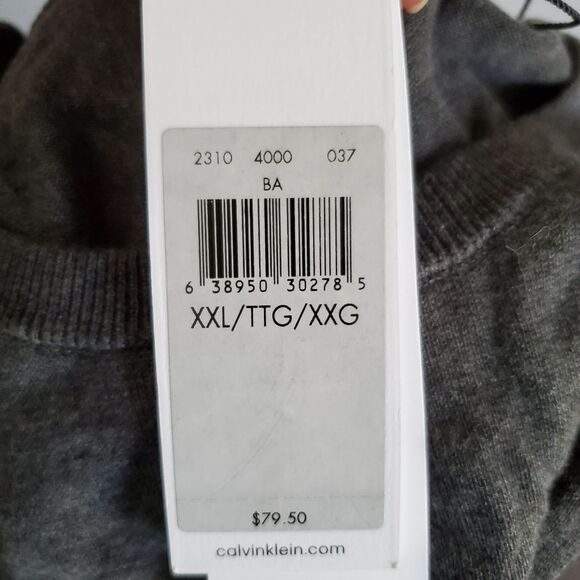 Calvin Klein Sweater Men’s XXL Gray Supima Cotton Crew Neck Pullover Logo - Picture 7 of 9